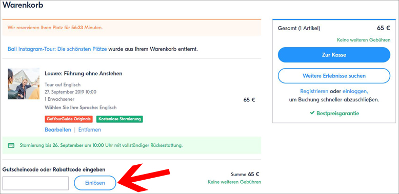 Lösen Sie GetYourGuide Gutscheine ein